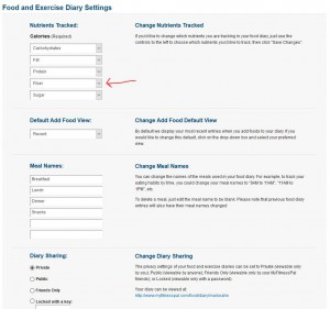 myfitnesspal diary settings