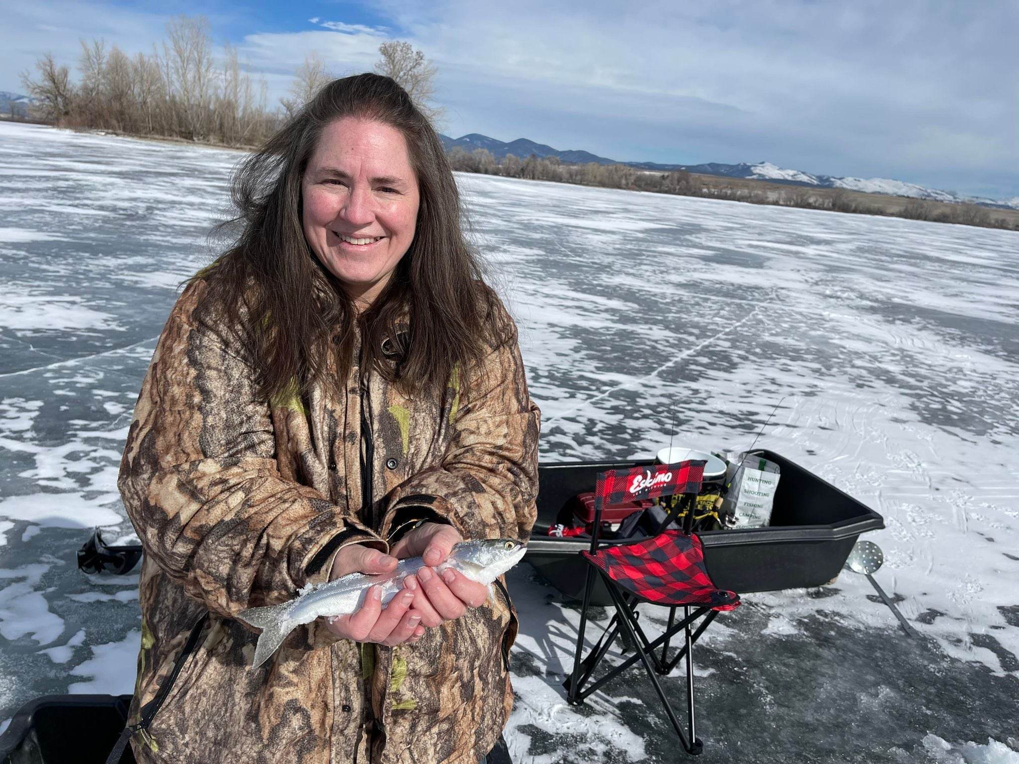 Marlo Fullerton Ice Fishing in Montana